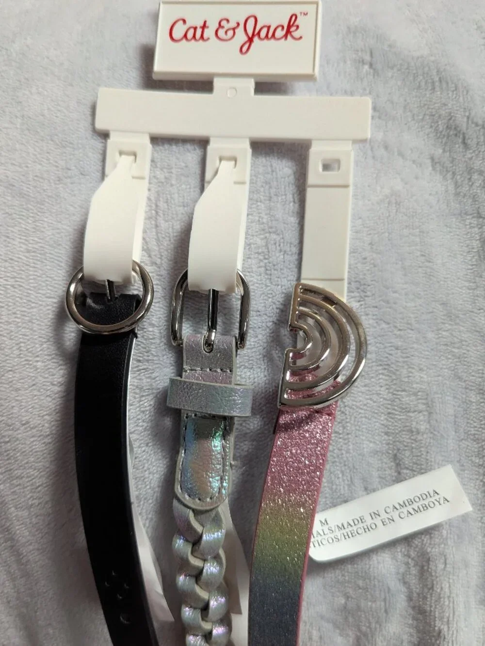 NWT Cat & Jack Girls Belts Bundle – 3 Sets Glitter, Braided & Black (Size M)